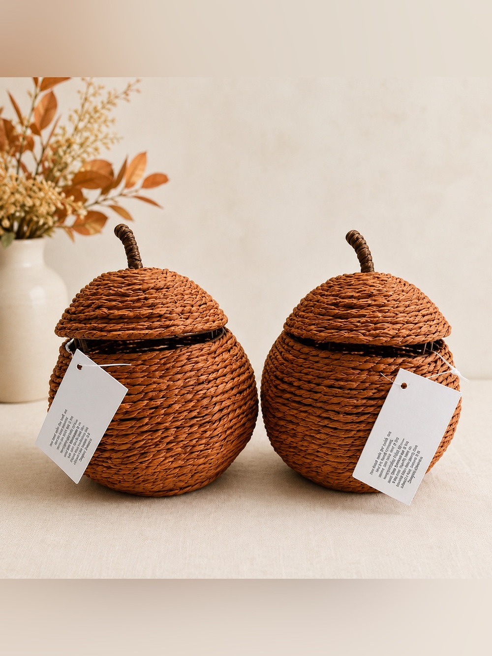 ** SET OF 2** Orange Wicker Pumpkin Basket w/ Lid Basket Pumpkin Target Bullseye